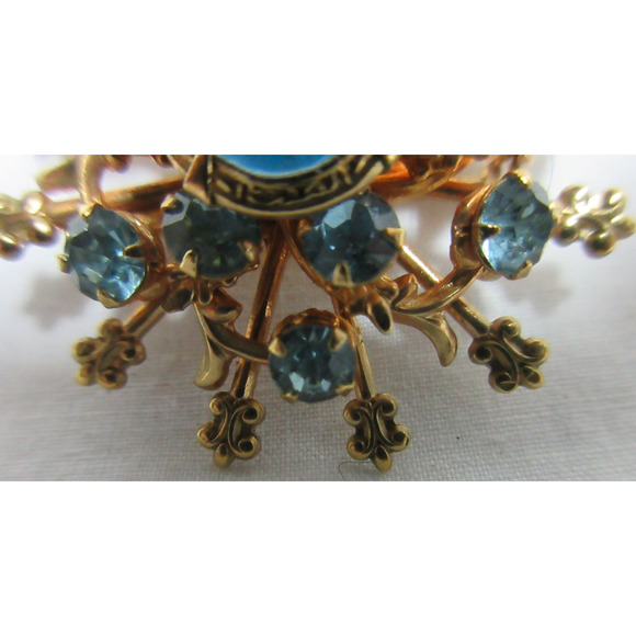 Blessed Mother Pin Brooch Miraculous Medal Enamel Stones Vintage Religious Pin - Picture 3 of 4